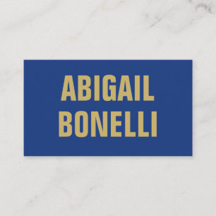 Cartão De Informações Nome minimalista personalizado ousado dourado azul