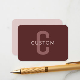 Cartão De Informações Nome Monograma de aparência Moderna | Maroon Red