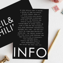 Cartão De Informações Nomes Grandes e Modernos Detalhes de Casamento