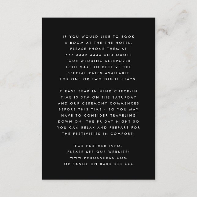 Cartão De Informações Nomes Negrito Ultra Modernos Grande Casamento Simp (Frente)