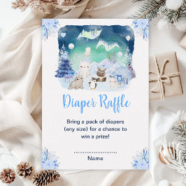 Cartão De Informações Northern Lights Arctic Animals Diaper Raffle