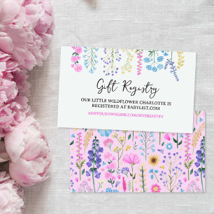 Cartão De Informações Nosso pequeno Registro de presentes de flor selvag