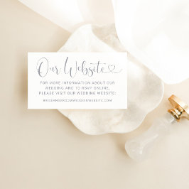 Cartão De Informações Nosso Site Casamento Coração Prata Moderno Script
