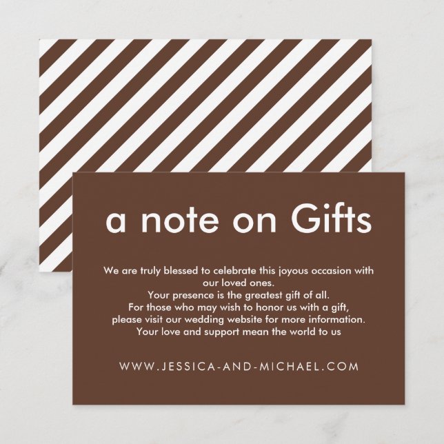 Cartão De Informações Nota 💍 da Harmonia Russa sobre Presentes (Frente/Verso)