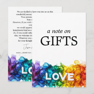 Cartão De Informações Nota de Presente Arco-íris LGBTQ Pintada Com Amor