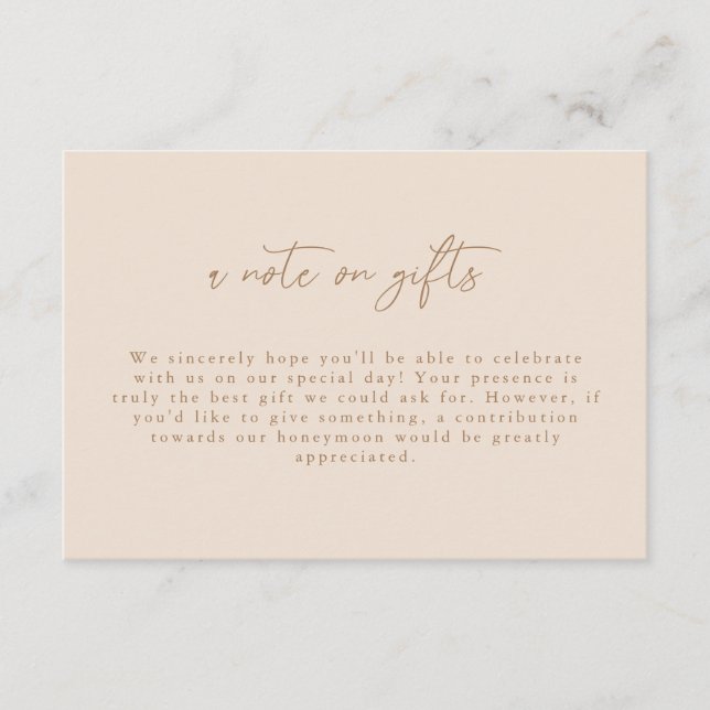 Cartão De Informações Nota Moderna de Presentes (Frente)