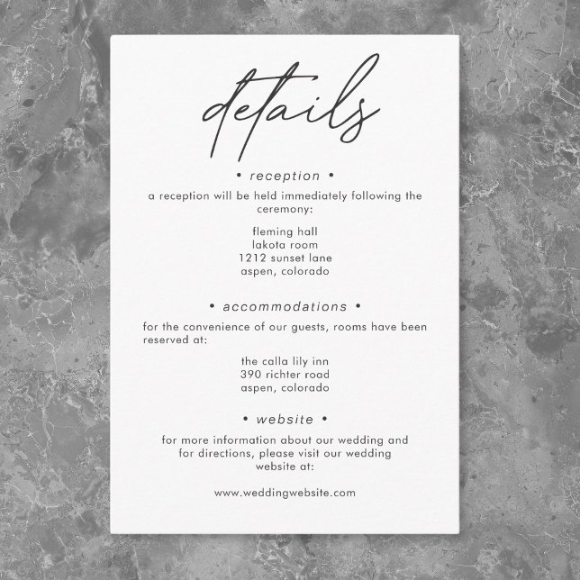 Cartão De Informações Nothing Fancy Just Love Minimalist Wedding Details (Nothing Fancy Just Love Minimalist Wedding Details Enclosure Card)