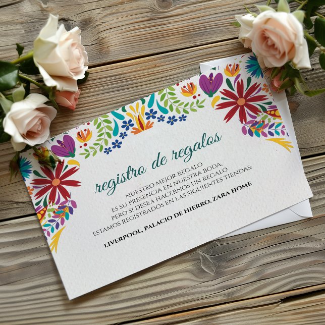 Cartão De Informações Nuestra Boda Flowers Botanical Spanish Wedding (Nuestra Boda Flowers Botanical Spanish Wedding Enclosure Card)