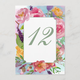 Cartão De Informações Número de Mesa de Recepção de Casamento Floral Col