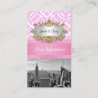 Cartão De Informações NY Cidade Skyline BW D4P Damasko Rosa Enclosure