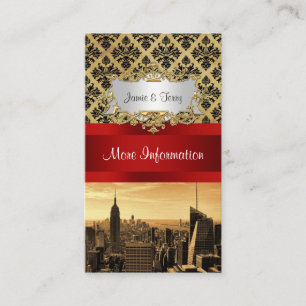 Cartão De Informações NY City Skyline Sepia B4 Damask Info Card