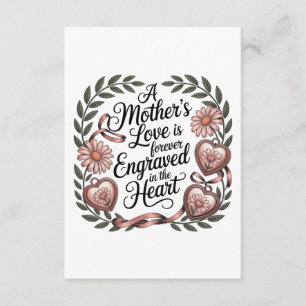 Cartão De Informações O Amor De Uma Mãe Está Gravado Para Sempre No Cora
