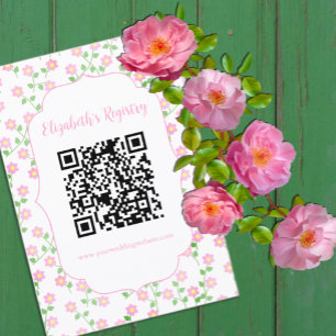 Cartão De Informações O Amor Está em Flor Registro de Chá de Noiva Rosa