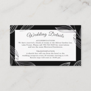 Cartão De Informações O casamento botânico de prata elegante detalha o