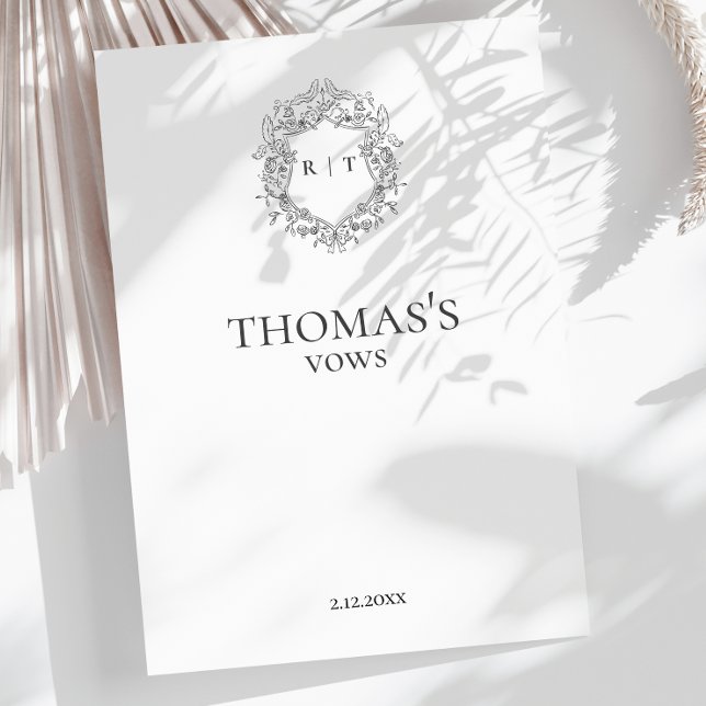 Cartão De Informações O Casamento do Elegante Groom promete crista monog (Elegant Groom's Wedding vows monogram crest Enclosure Card)