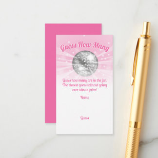Cartão De Informações O Chá de fraldas Disco Ball Adivinha Quantos Jogos