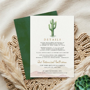 Cartão De Informações O Conjunto de Casamento Watercolor Desert Range -