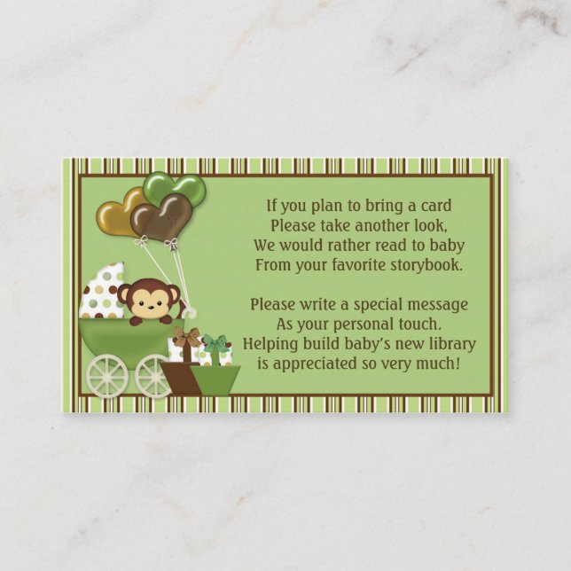 Cartão De Informações O Monkey Carruagem v1 Book solicita em vez de um c (Frente)