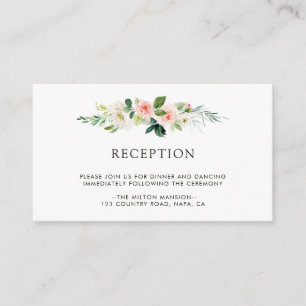 Cartão De Informações O primavera cora recepção de casamento floral
