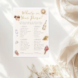 Cartão De Informações O que há na sua bolsa? Picnic Bachelorette