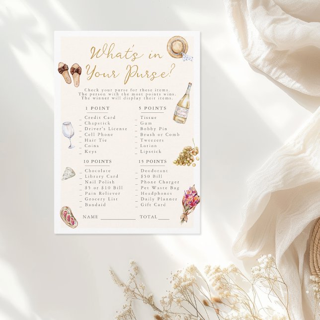 Cartão De Informações O que há na sua bolsa? Picnic Bachelorette (Criador carregado)