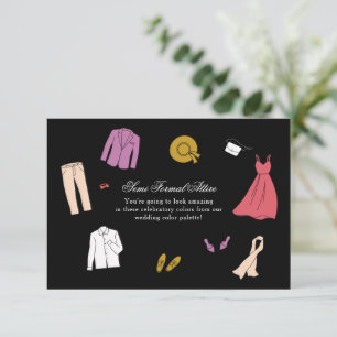 Cartão De Informações O que Vestir Paleta de Cores de Trajes de Casament