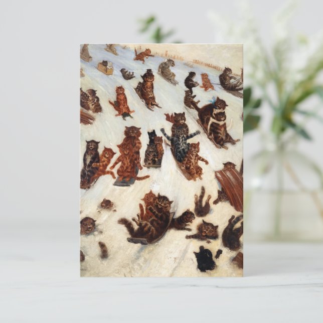 Cartão De Informações O Tabby Toboggan Club de Louis William Wain (Em pé/Frente)