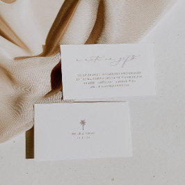 Cartão De Informações OASIS Beach Casando Uma Nota Sobre Presentes