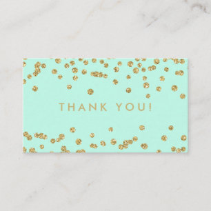 Cartão De Informações Obrigado A Inserir Dourada Glitter Confetti Mint V