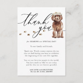 Cartão De Informações Obrigado Cachorrinho Cavapoo Marrom Casamento
