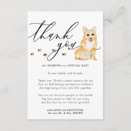 Cartão De Informações Obrigado Corgi cachorrinho casamento