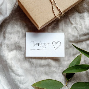 Cartão De Informações Obrigado de coração desenhado à mão