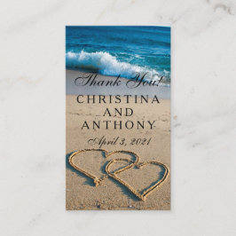 Cartão De Informações Obrigado Inserir Coração no Casamento de Praia Sho
