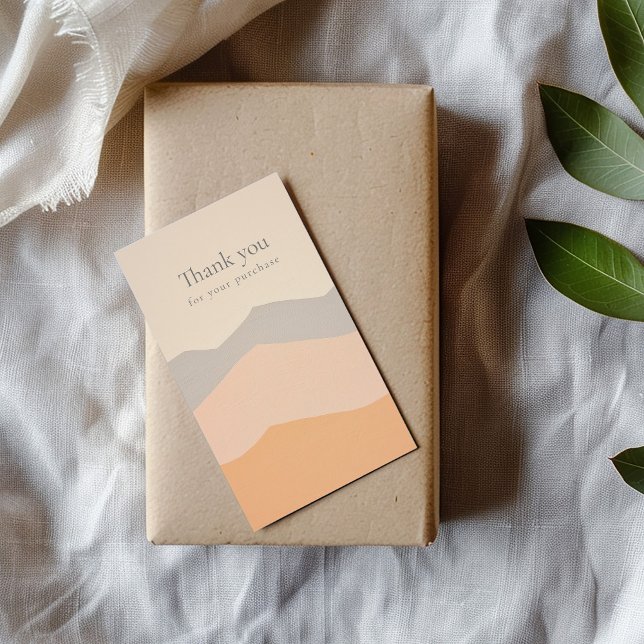 Cartão De Informações Obrigado pela compra de montanhas pastel planas (Geometric flat pastel orange, pink grey mountains "Thank you" enclosure card with personal message.)