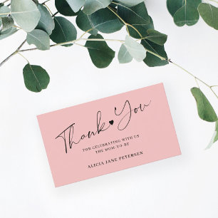 Cartão De Informações Obrigado rosa do script do chá de fraldas de orçam