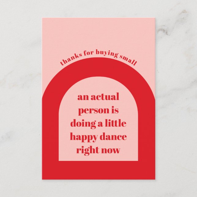 Cartão De Informações Obrigado Rosa Vermelho Seu Pedido Inserir Pequena  (Frente)