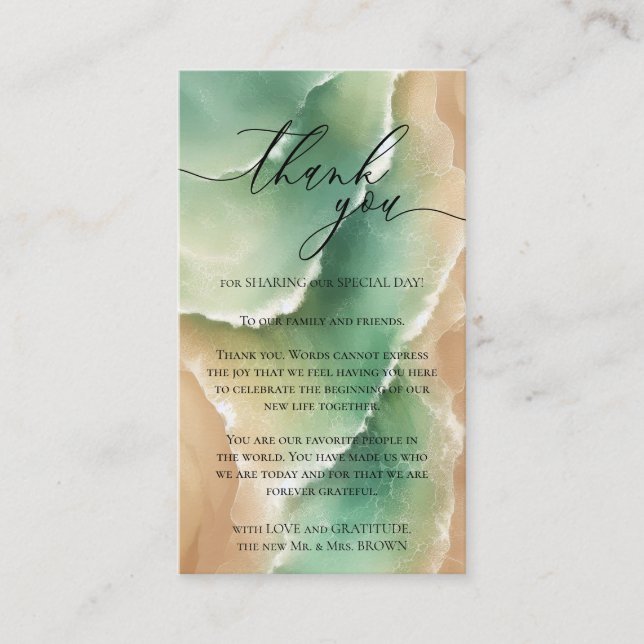 Cartão De Informações Ocean Beach Summer Party Obrigado Sunny (Frente)