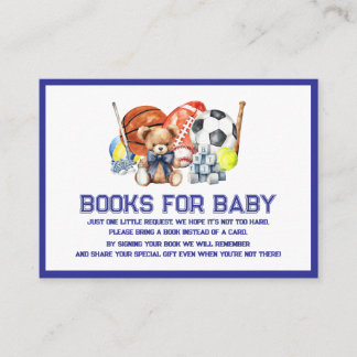 Cartão De Informações Oh Boy ALL STAR SPORT Baby Shower Books For Baby