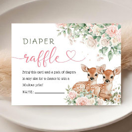 Cartão De Informações Oh Deer Twin Girls Baby Shower Diaper Raffle 