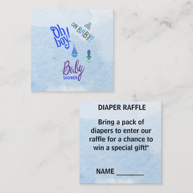 Cartão De Informações Oh Menino Oh Chá de fraldas azul de 2 tons (Frente/Verso)