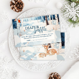 Cartão De Informações Oh veado Fralda de inverno Raffle Chá de fraldas