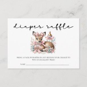 Cartão De Informações Oh veado pincel cor-de-rosa chá de fraldas