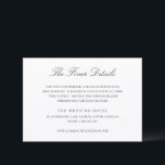 Cartão De Informações Old Money Black and White Classic Wedding<br><div class="desc">A timeless old money style wedding enclosure card with elegant typography and a classic minimalist layout. Perfect for luxury weddings,  formal events,  and sophisticated celebrations.</div>