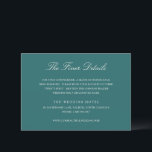 Cartão De Informações Old Money Teal Classic Wedding<br><div class="desc">A timeless old money style wedding enclosure card with elegant typography and a classic minimalist layout. Perfect for luxury weddings,  formal events,  and sophisticated celebrations.</div>