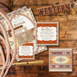 Cartão De Informações Old West Frontier Wedding Details Card