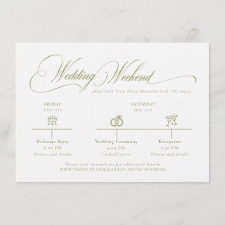 Cartão De Informações Olive Gree Monogram Wedding Details Enclosure Card