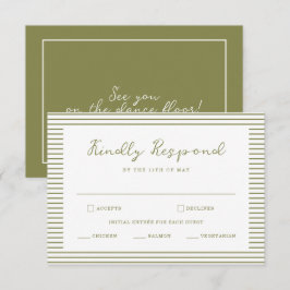 Cartão De Informações Olive Green Modern Wedding RSVP Card