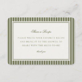 Cartão De Informações Olive Martini Green Striped Share a Recipe Insert