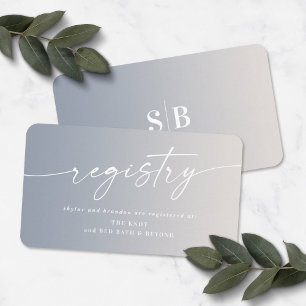 Cartão De Informações Ombre Ivory & Blue Chá de casamento Gift Registry