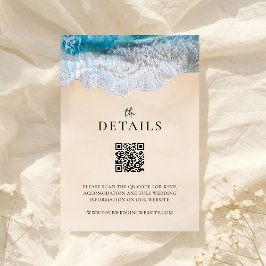 Cartão De Informações Ondas do Oceano Azul Casamento na Praia Tropical